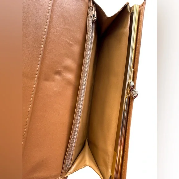 Celine Monogram Leather Long Wallet PVC W/ Kiss Lock And Gold Accents - Picture 12 of 16